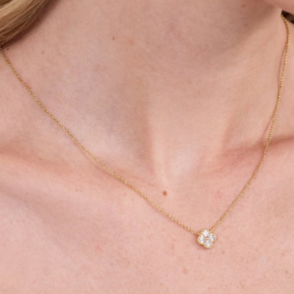 Camilla Gold and White Clover Necklace - Picture 2 of 3